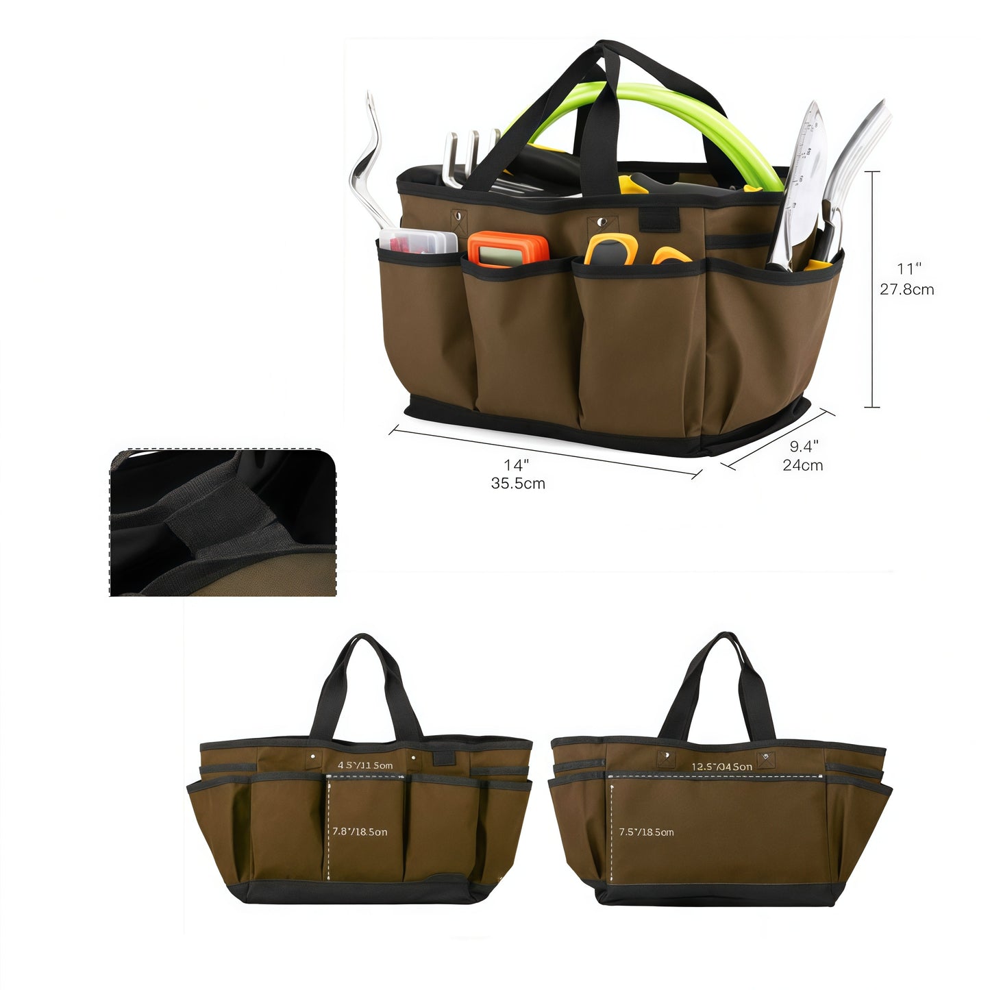 14 Inch Gardening Tote Bag Deluxe Garden Tool Storage Bag and Home Organizer with Pockets