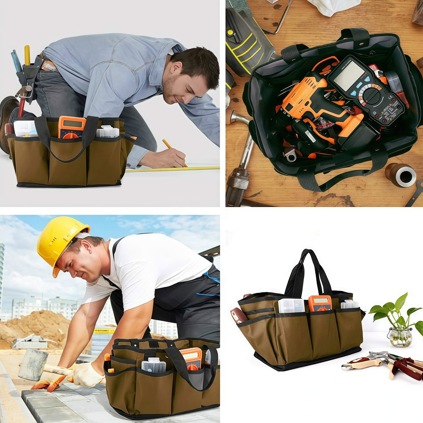 14 Inch Gardening Tote Bag Deluxe Garden Tool Storage Bag and Home Organizer with Pockets