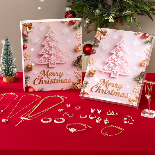 Christmas Jewelry Gift Countdown 24 Grid Calendar Advent Necklace Blind Box