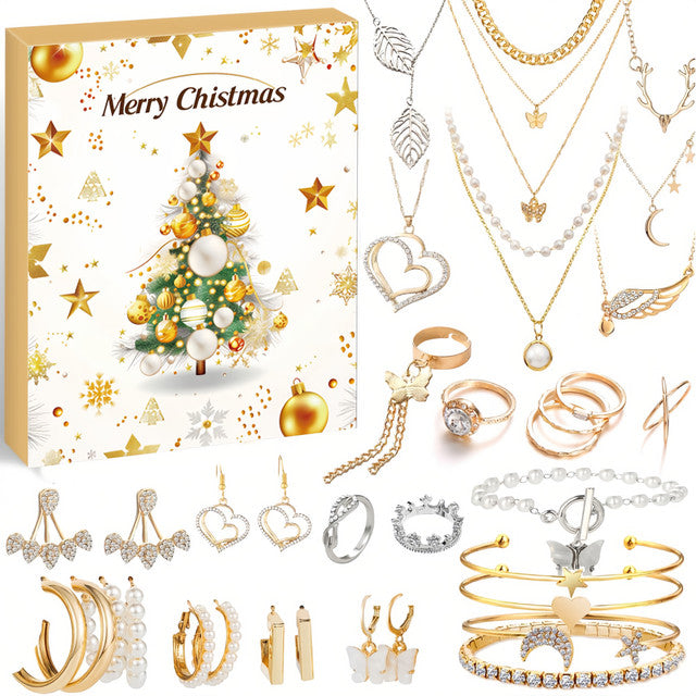 Christmas Jewelry Gift Countdown 24 Grid Calendar Advent Necklace Blind Box