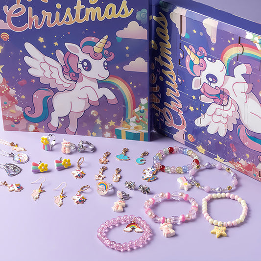 Christmas Unicorn Jewelry Child Gift Countdown 24 Grid Calendar Advent Necklace Blind Box