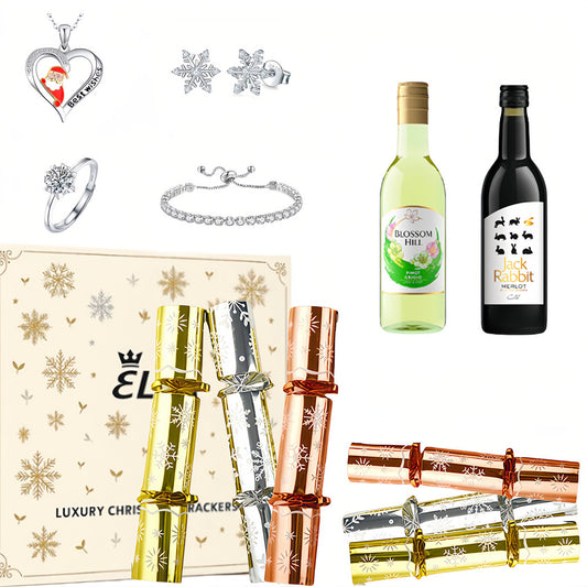 Luxury Wine & Moissanite Jewelry Christmas Crackers – 6pcs / 12pcs Set