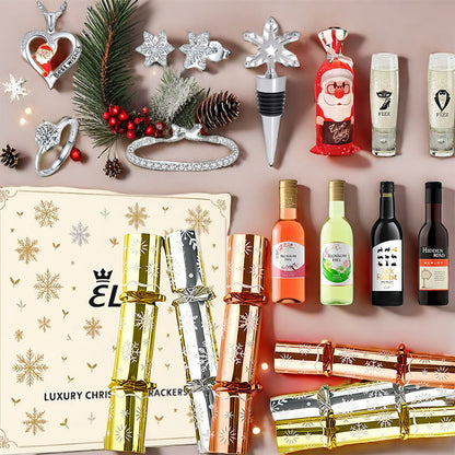 Luxury Wine & Moissanite Jewelry Christmas Crackers – 6pcs / 12pcs Set