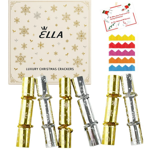 Pack of 6 10-Inch Luxury Christmas Crackers – Moissanite Jewelry & Festive Gift Set for Him & Her