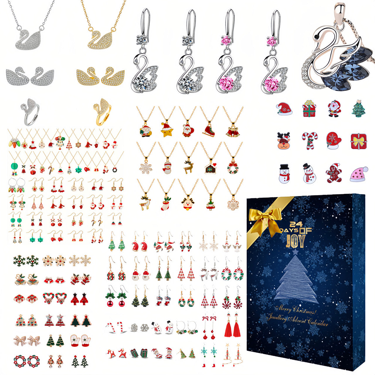Premium Aurelis Crystal Elements Jewellery Advent 24 Days Calendar Women Fashion Bracelet Necklace Ring Earrings Countdown