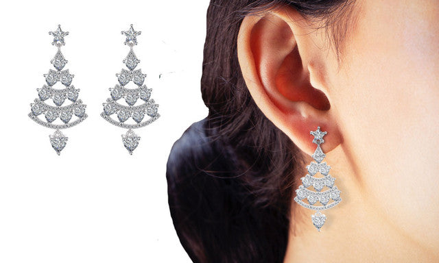 T-Christmas tree earrings women's high-end sense earrings temperament all-match thin face earrings 5438
