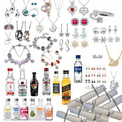 Luxury Christmas Crackers with Mini Spirits & Jewelry – Perfect Holiday/Party Gift Set