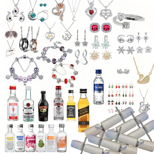 Luxury Christmas Crackers with Mini Spirits & Jewelry – Perfect Holiday/Party Gift Set
