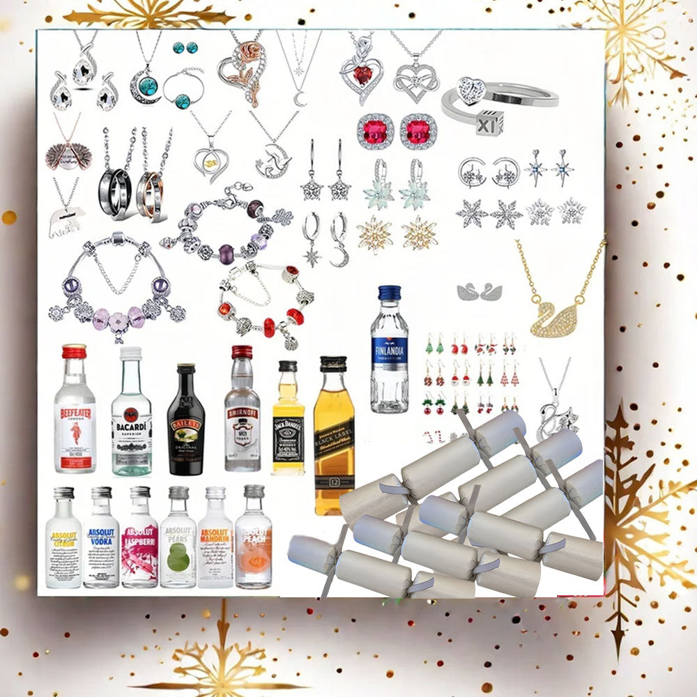 Luxury Christmas Crackers with Mini Spirits & Jewelry – Perfect Holiday/Party Gift Set