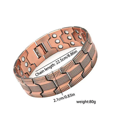 Vintage Red Copper Magnetic Bracelet - Triple-Row Detachable Strong Magnets Unisex Couple Bracelet