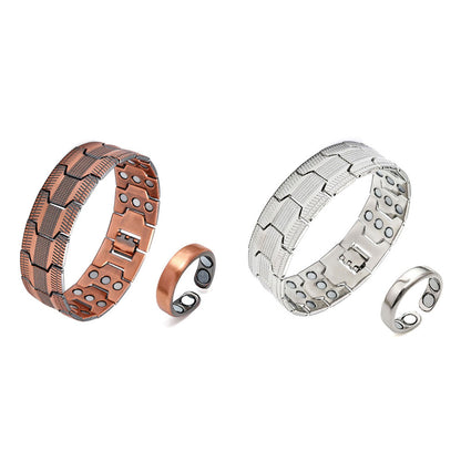 Vintage Red Copper Magnetic Bracelet - Triple-Row Detachable Strong Magnets Unisex Couple Bracelet