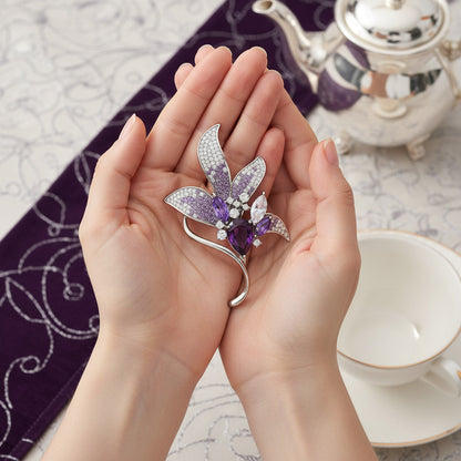 Amethyst Bloom Vintage Lily Brooch 9760