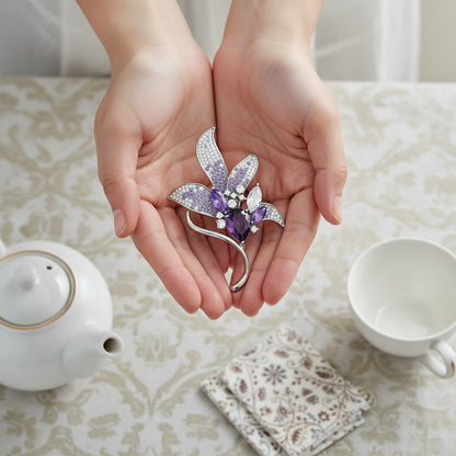 Amethyst Bloom Vintage Lily Brooch 9760