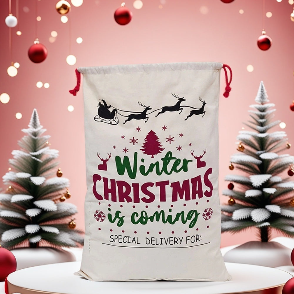 T-Christmas Gift Bag Double Drawstring Zipper Christmas Bag 50*70 cm 5383