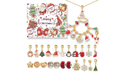Golden XMAS 24 Days Fall A Few Calendar Gift Box Set DIY Beading Necklace