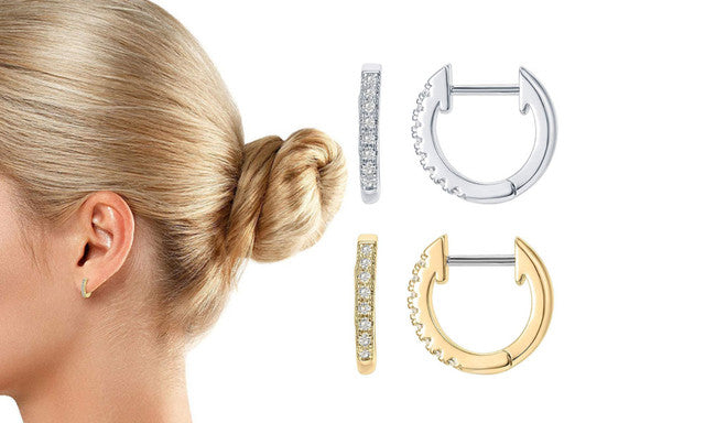 Minimalist Diamond Huggie Hoop Earrings 6312