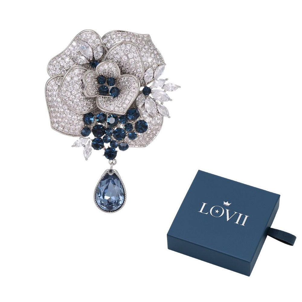 T-Luminous Crystal Rose Brooch 9770