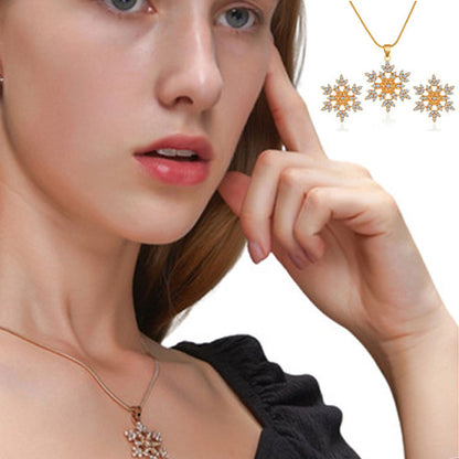 T-Gold Snowflake Necklace and Earring Set 5884