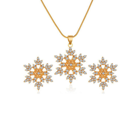 T-Gold Snowflake Necklace and Earring Set 5884
