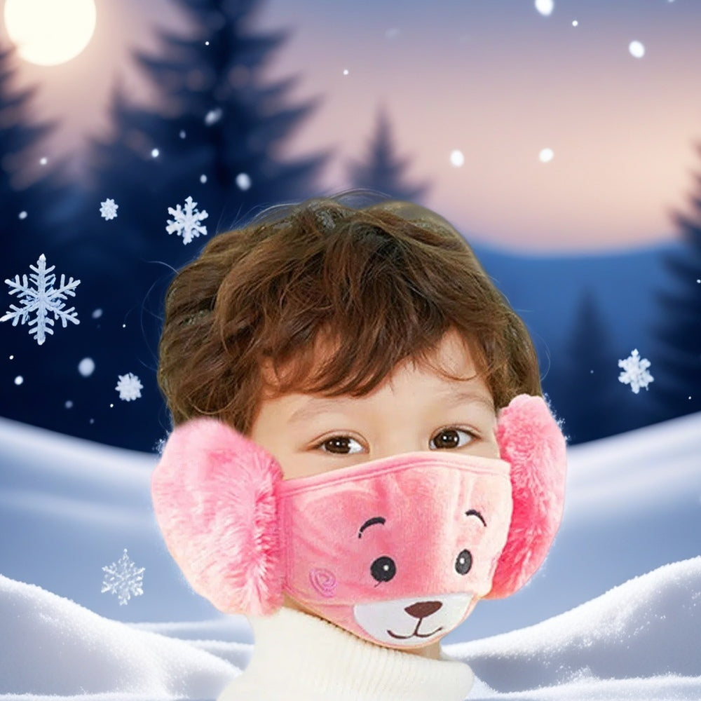 T-Kids Winter Warm Fluffy Mask And Plush Ear Muffs 3504