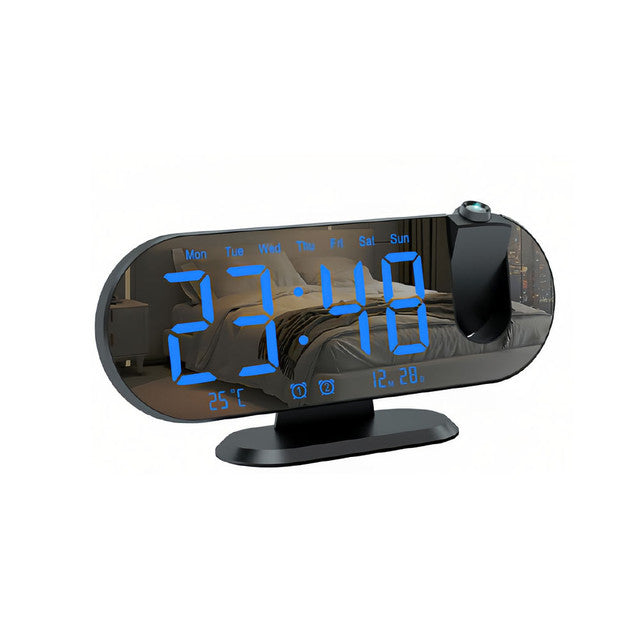 LED alarm clock temperature and humidity digital projection 8917
