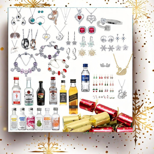 Luxury Christmas Crackers with Mini Spirits & Jewelry – Perfect Holiday/Party Gift Set