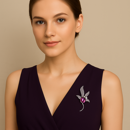 Amethyst Bloom Vintage Lily Brooch 9760