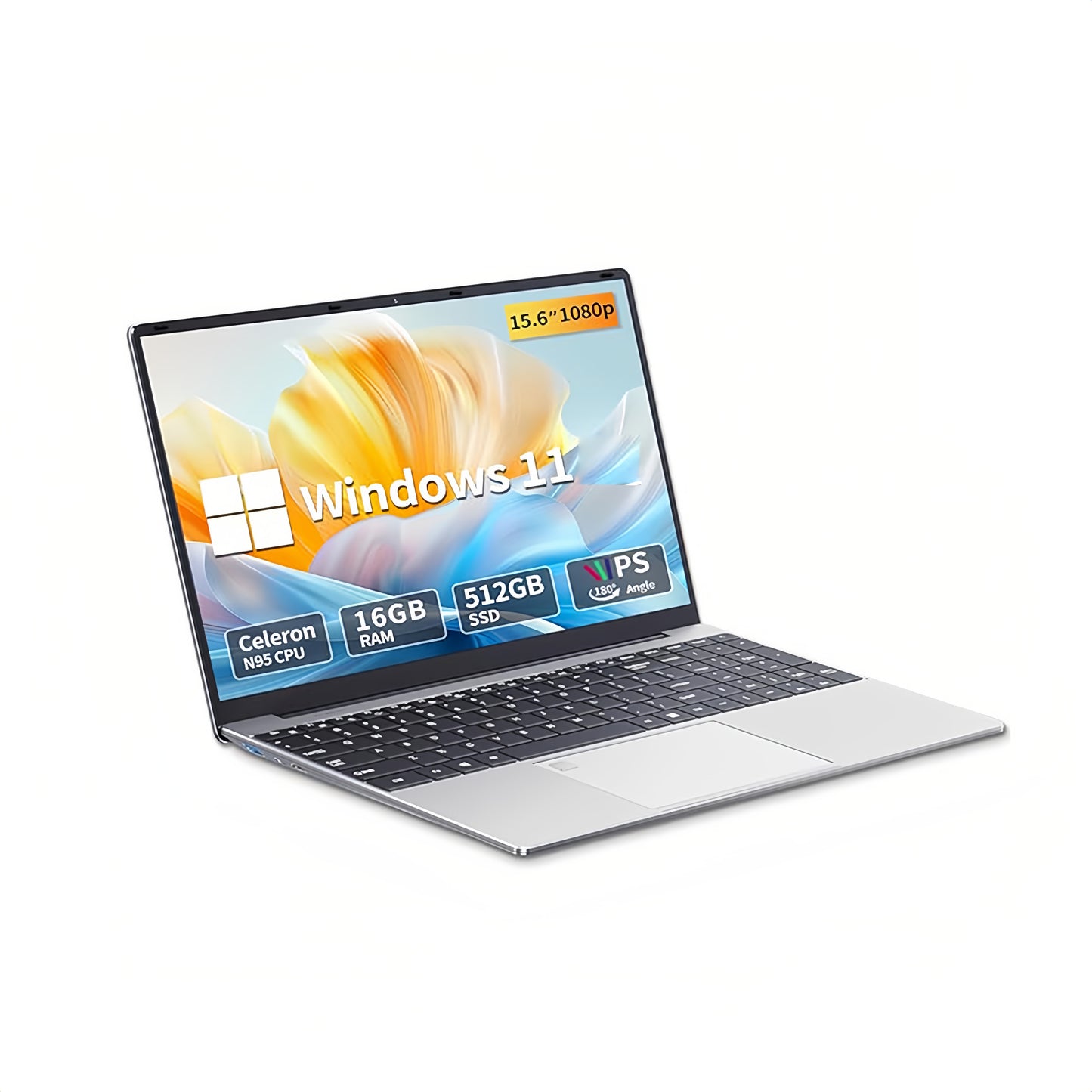 Touch Screen Pro Smart 15.6 inch Silver  Laptop Optional Office Software N95 CPU IPS Screen 16G+256/512GB