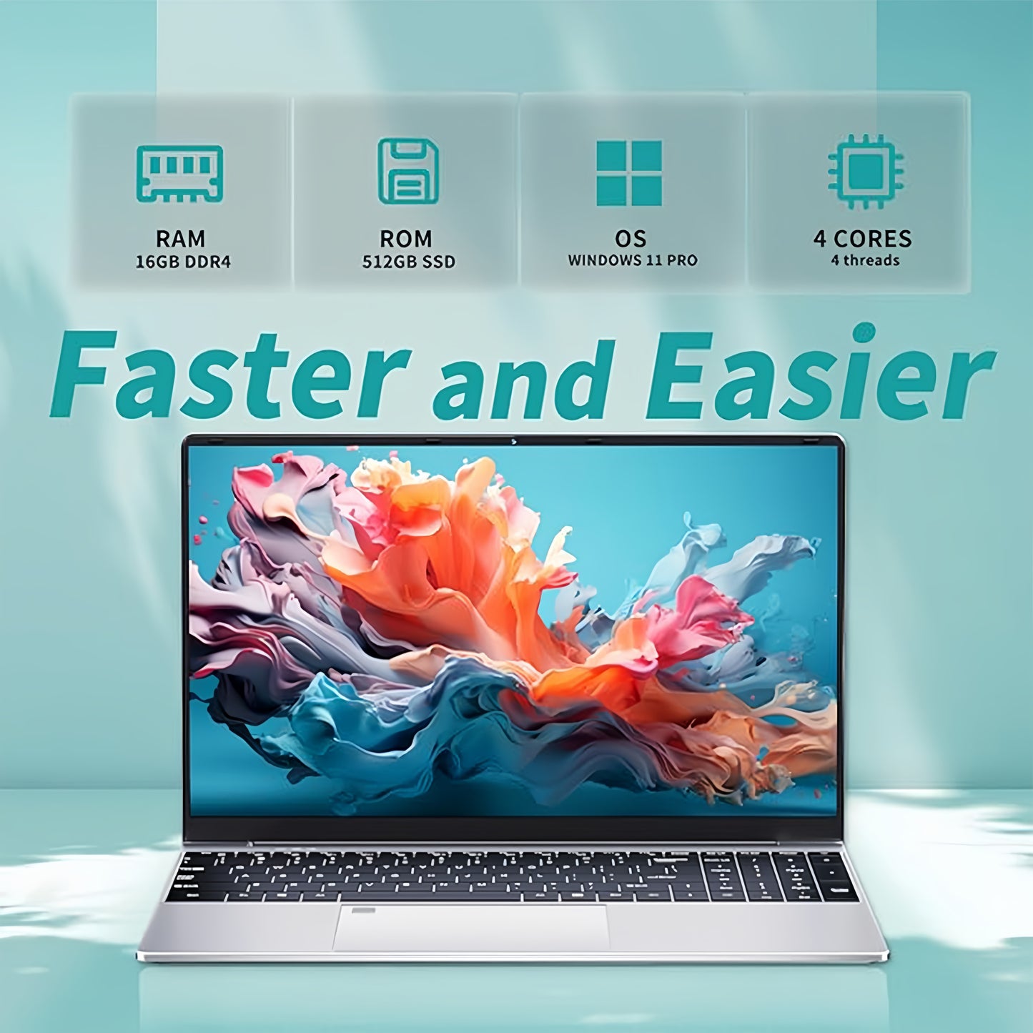 Touch Screen Pro Smart 15.6 inch Silver  Laptop Optional Office Software N95 CPU IPS Screen 16G+256/512GB