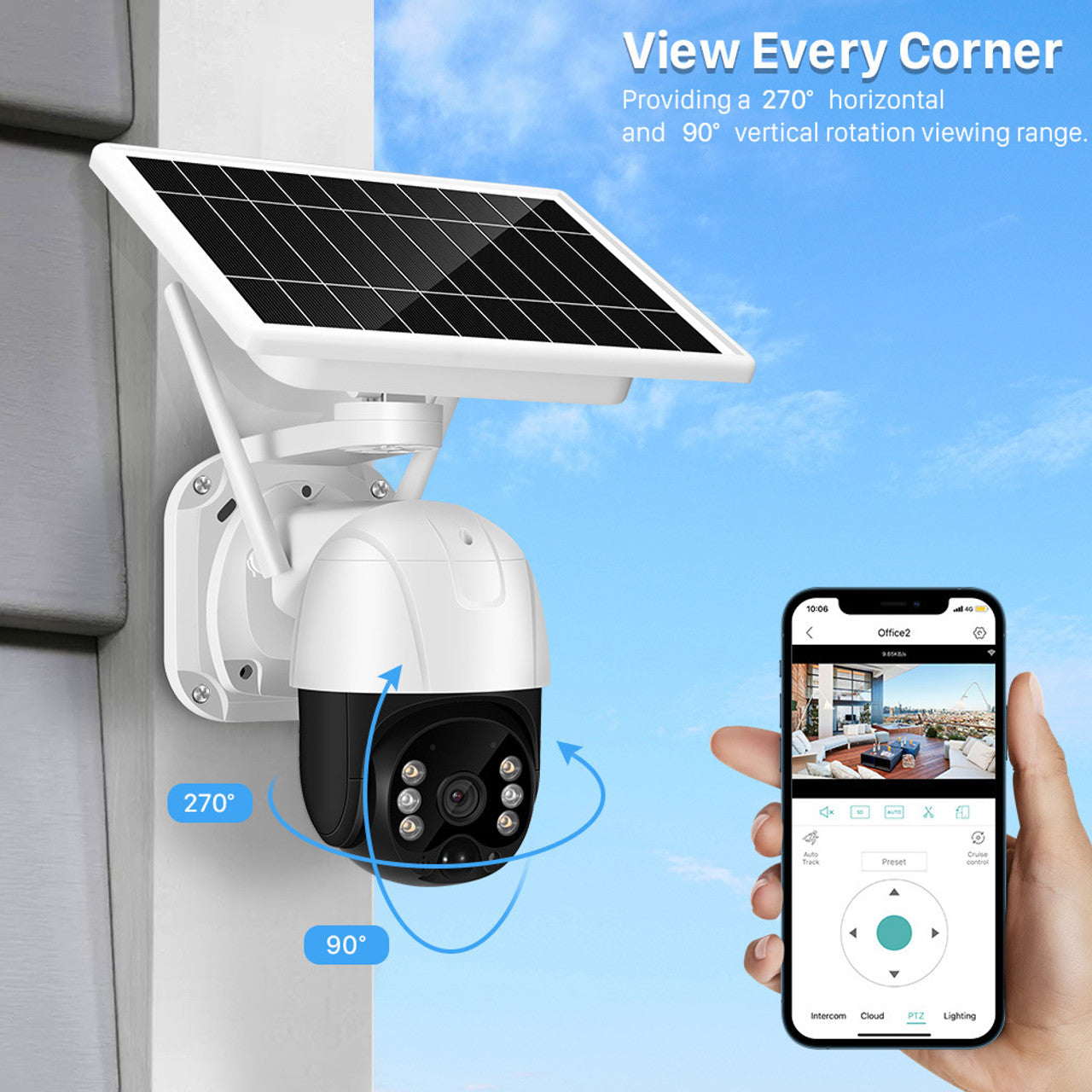 Solar Panel CCTV Smart Security Camera System Home Surveillance Outdoor