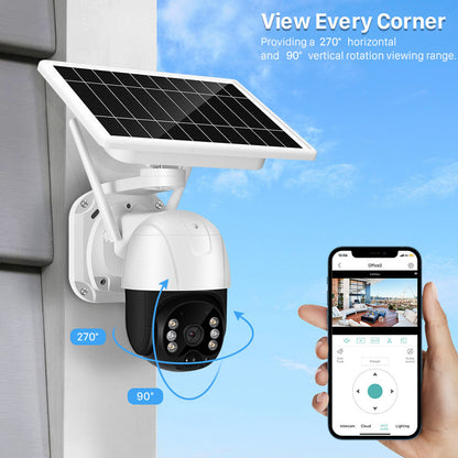Solar Panel CCTV Smart Security Camera System Home Surveillance Outdoor