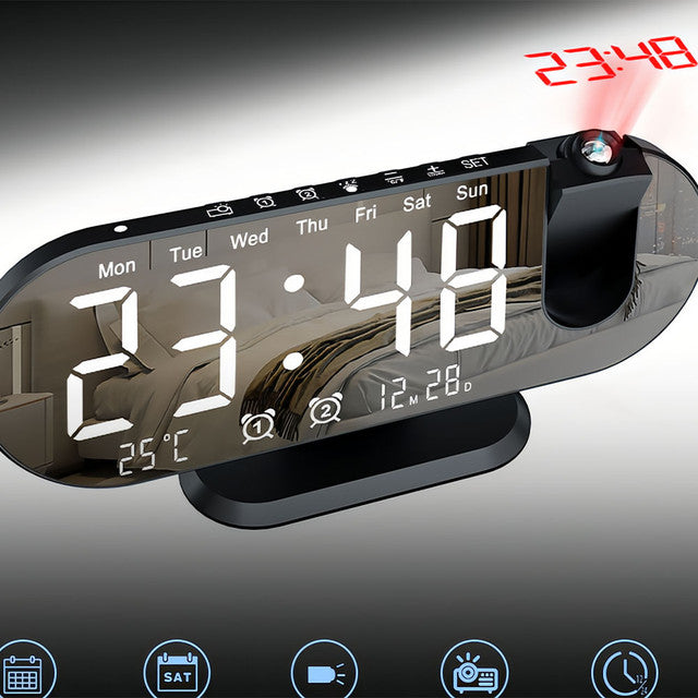 LED alarm clock temperature and humidity digital projection