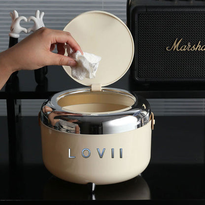 T-LOVII Desktop Trash Can Home Mini Retro Storage Barrel 7670