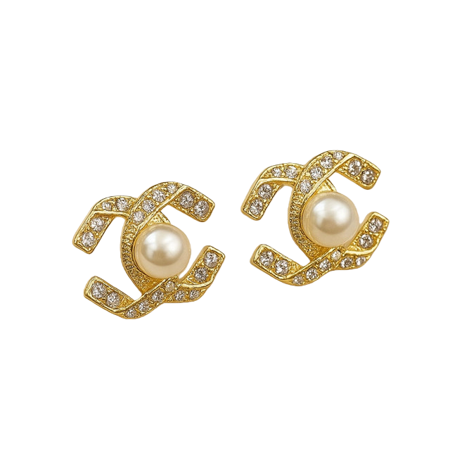 French Chic Pearl Crest Crystal Earrings 9768