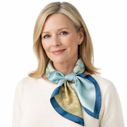 Golden Blossom Tree Silk-feel Scarf