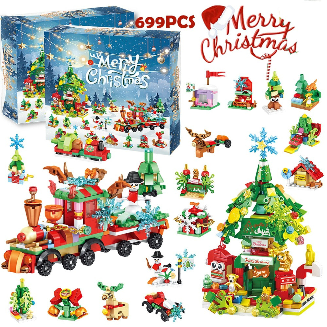 24Grid DIY Calendar Box Countdown Christmas Tree And Train