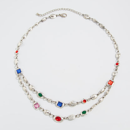 Color Gemstone Acrylic Necklace & Bracelet Set 9764