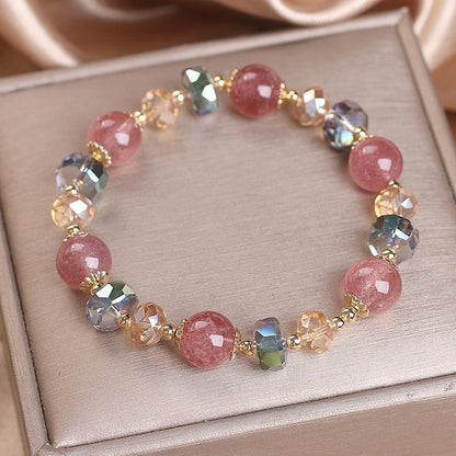 Strawberry Quartz Bracelet – Minimalist, Fashionable, Light Luxury, Niche Design, Bracelet