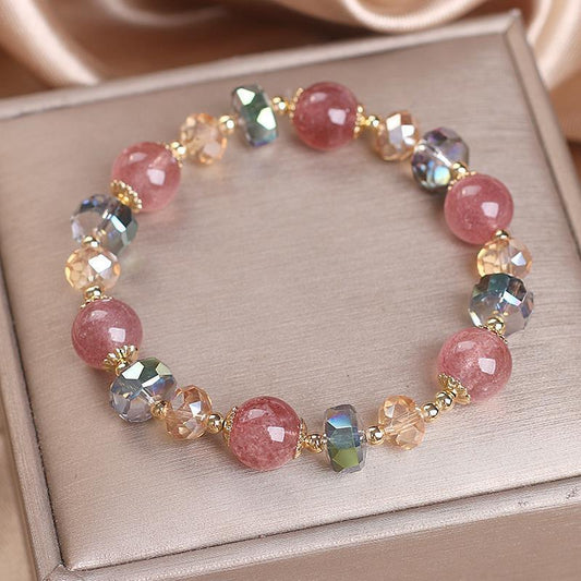 Strawberry Quartz Bracelet – Minimalist, Fashionable, Light Luxury, Niche Design, Bracelet