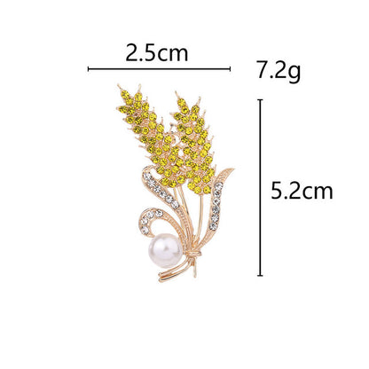 Golden Wheat Pearl Crystal Brooch 9769