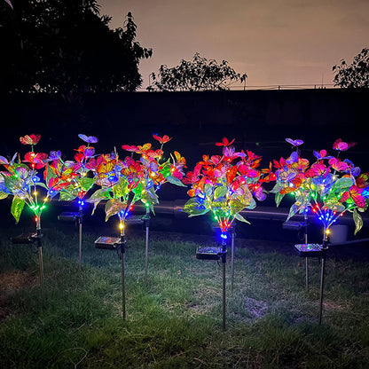 Solar powered butterfly garden light