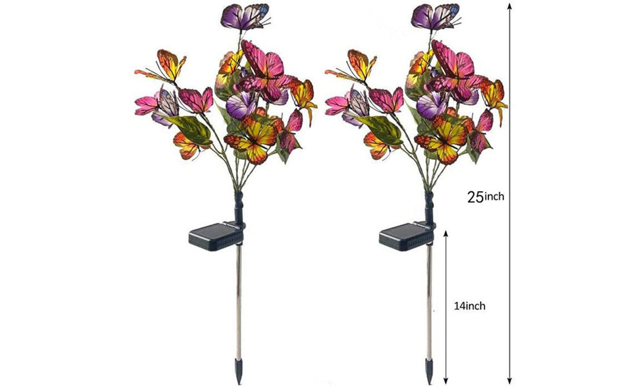 Solar powered butterfly garden light