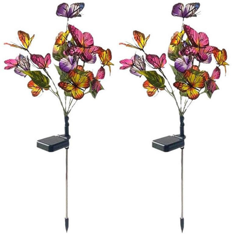 Solar powered butterfly garden light