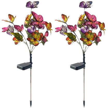 Solar powered butterfly garden light