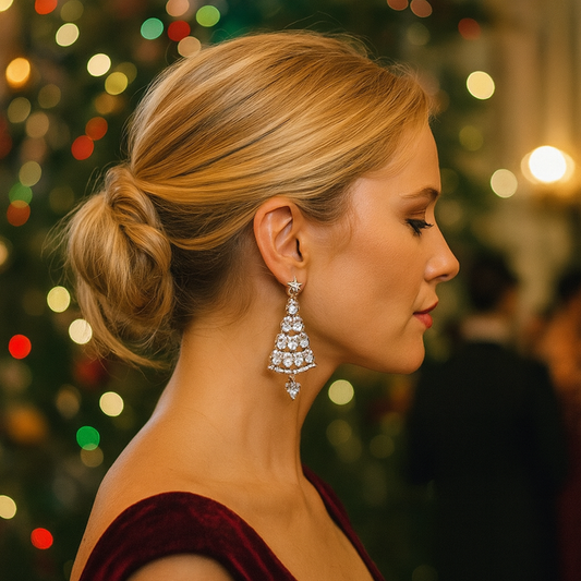 T-Christmas tree earrings women's high-end sense earrings temperament all-match thin face earrings 5438