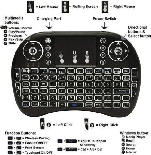 2.4G Mini wireless Keyboard remote with touchpad