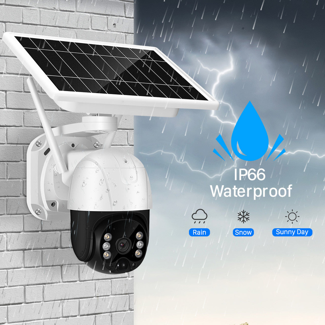 Solar Panel CCTV Smart Security Camera System Home Surveillance Outdoor