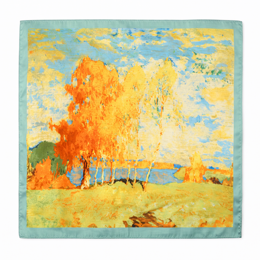 Amber Landscape Silk-feel Scarf