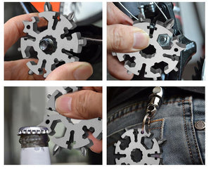 NEW 26 in 1 portable stainless steel snowflake keychain 0210